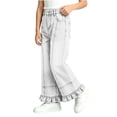 thumbnail image 4 of Lmnyox Wide Leg Jeans for Girls Baggy Cute Elastic Waist Denim Pants Teen Fashion Ruffle Jeans with Pockets, 4 of 9
