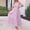Pink, variant on Women’s Long Dress, Maxi Dress with V-Neck and Short Sleeve, Boho Summer Dress Featuring Elastic Waist and Pockets, Flowy Casual Ankle-Length Dress