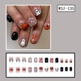 thumbnail image 2 of Halloween Ghost Pumpkin Press On Nails Short 24Pcs, Glossy Fake Nails with Cute White Ghost and Orange Pumpkin Designs, Reusable False Nail Tips for Women Girls, DIY Fall Season Manicure Set, 2 of 6