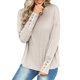 thumbnail image 2 of VISgogo - Camiseta holgada informal para mujer, color sólido, cuello redondo, manga larga, puños recortados con botones VISgogo  moda, 2 of 9