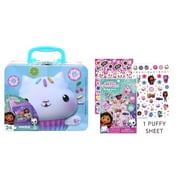 Gabby's Dollhouse Large Lunch Tin Box with 24pc puzzle & Gabby's Dollhouse Sticker Book with Puffy Stickers 4 Sheet