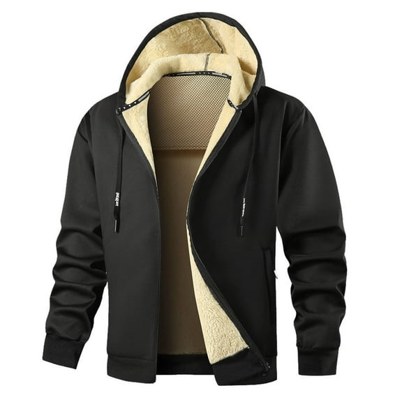 Daznico Jackets for Men,Full Zip Hooded Jacket Soft Lightweight Outdoor Warm Pullover Coat for Casual Wear Comfortable Athletic,Mens Winter Coats,Size:L
