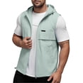 thumbnail image 3 of Busydd Mens Hooded Vest Trendy Solid Color Front Pockets Sleeveless Zip Up Fall Jackets M, 3 of 10