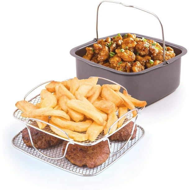 Nuwave Kit de accesorios de cocina para freidora de aire Brio de 2 piezas, rejilla reversible y bandeja para hornear, compatible con freidoras de aire Brio de 3 cuartos o más grandes
