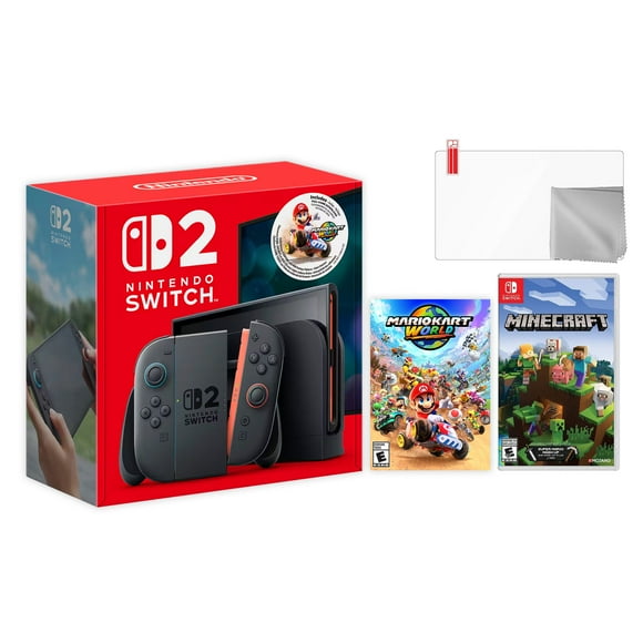 Nintendo Switch 2 Mario Kart World Bundle 256GB 7.9-Inch 1080P Screen, Joy-Con 2 with Mouse Sensor, Dock, with Minecraft And Microfiber Cleaning Cloth & Screen Protector