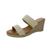 André Assous Womens Nolita Raffia Espadrille Slip On Wedge Sandals