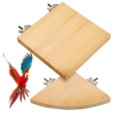 OATIPHO Bird Perch Stand 2Pcs Timber Parrot Accessory for Cage Use with Khaki Color
