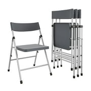 COSCO Kid's Pinch-Free Resin Folding Chair, Gray & White, 4-Pack