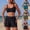 Army Green, variant on pstuiky Swimsuits for Women Solid Color Crew Neck Plus Size Adaptable Two Piece Swimwear Swimming Suits Workout Two-Piece Sets with Boy Shorts Women's Swimwear