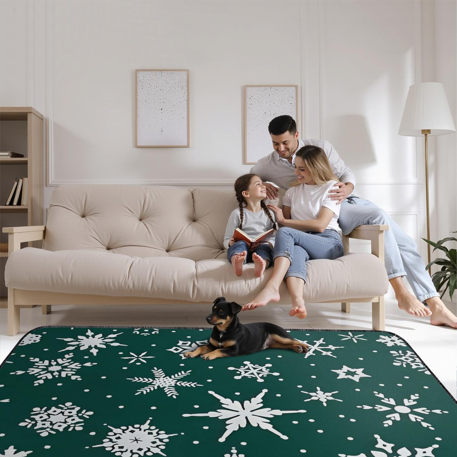 Christmas Themed Reusable Dog Pee Pads 72x72, Washable Puppy Training Mats with Enhanced Absorption for Multiple Giant Breed Dogs