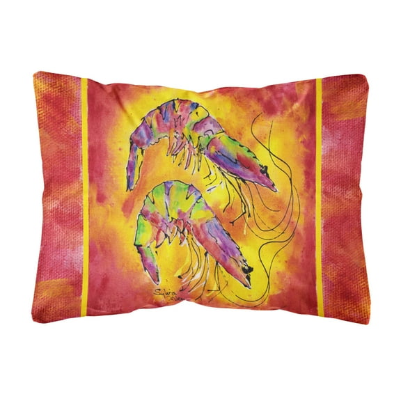 Carolines Treasures 8378PW1216 Bright Shrimp on Red Canvas Fabric Decorative Pillow, 12H x16W, multicolor