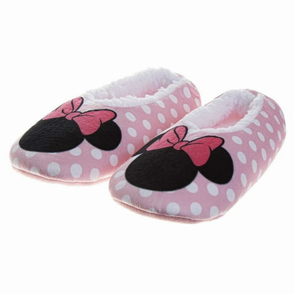 Disney Minnie Mouse Slippers for Girls, Plush Non, Slip Warm Indoor Comfortable (Toddler Little Kid), Pink, Size: 5-6