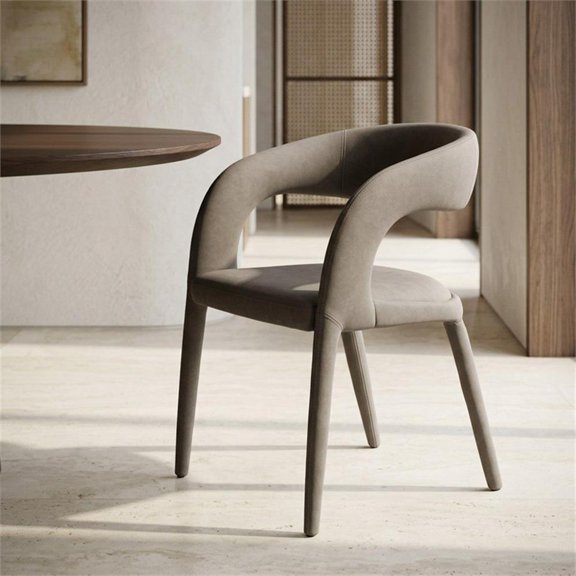 Modrest Faerron Modern Leatherette Upholstered Dining Chair in Gray