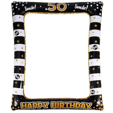 

1pc Birthday Inflatable Photo Frame Festival Photo Props Party Supply for Age 50