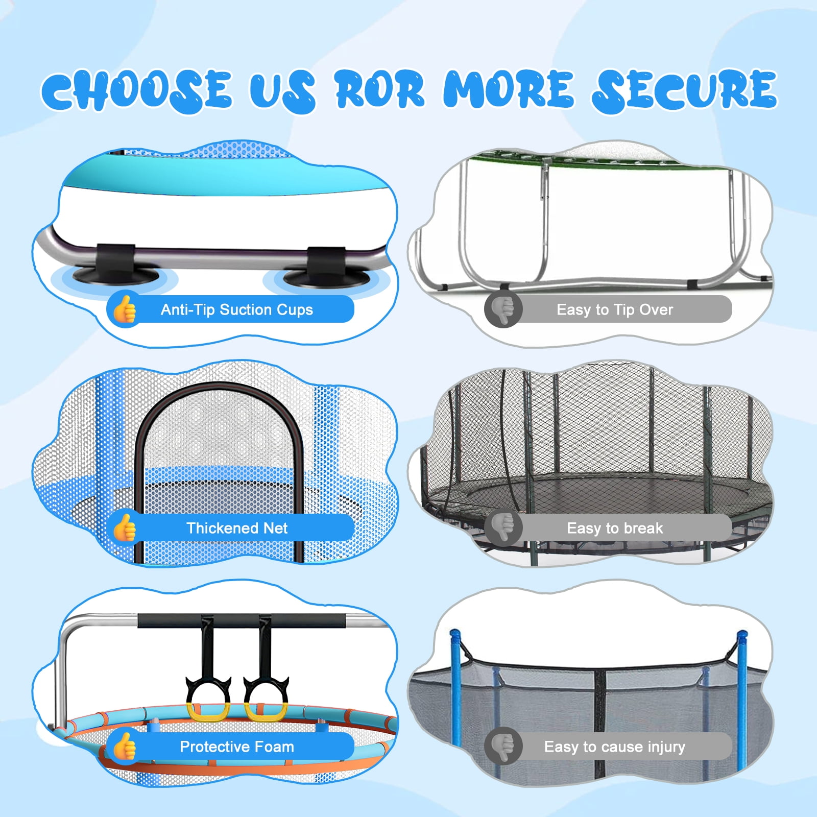 55" Kids Trampoline with Adjustable Gymnastics Bar , 600 LBS Capacity, Safety Enclosure Net & Fun Toys – For Indoor and Outdoor Play