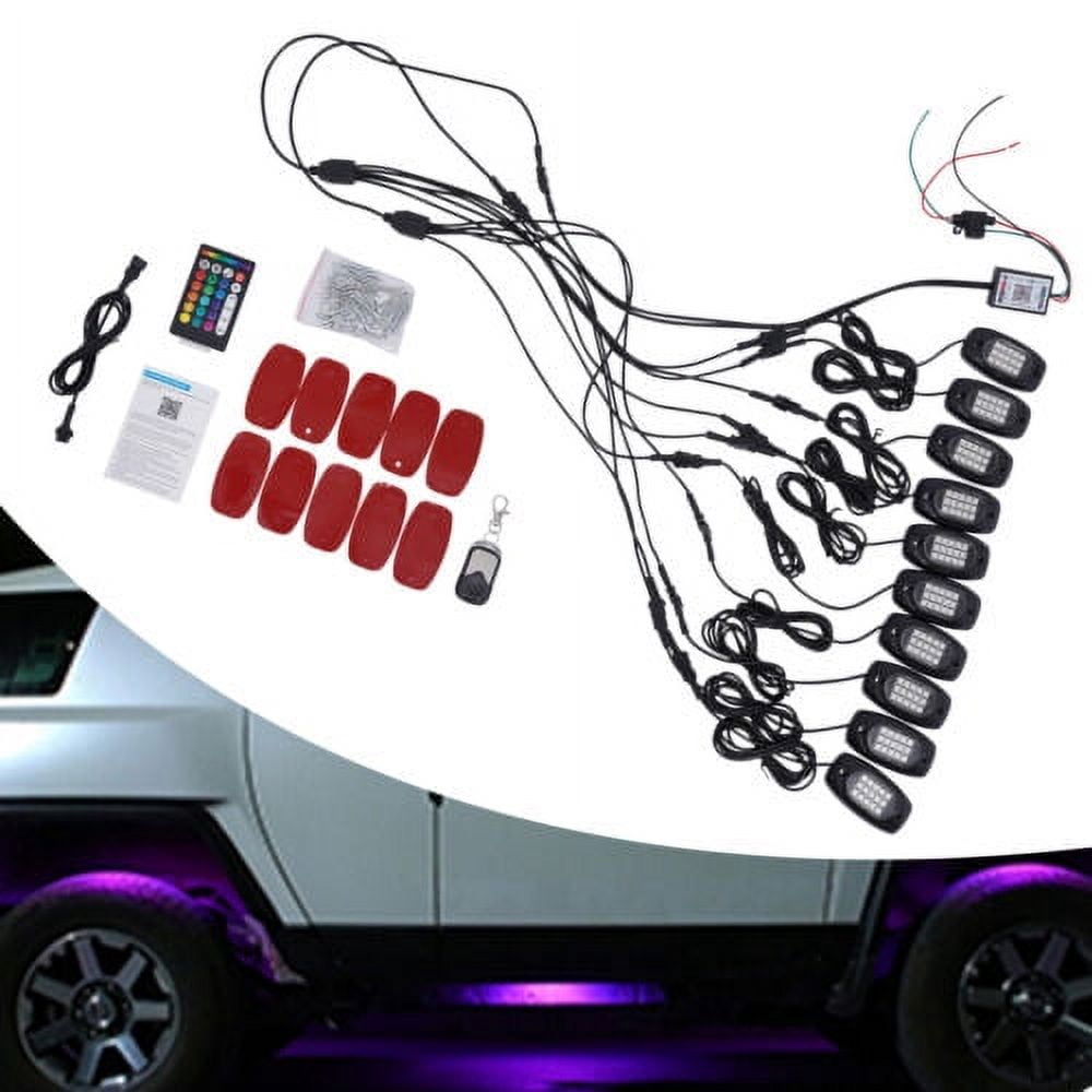Universal LED Rock Light 16 Million Colors Adjustable Waterproof 12V with Remote for Passenger Car, Motorcycle, ATV, SUV, UTV, Truck, Boat