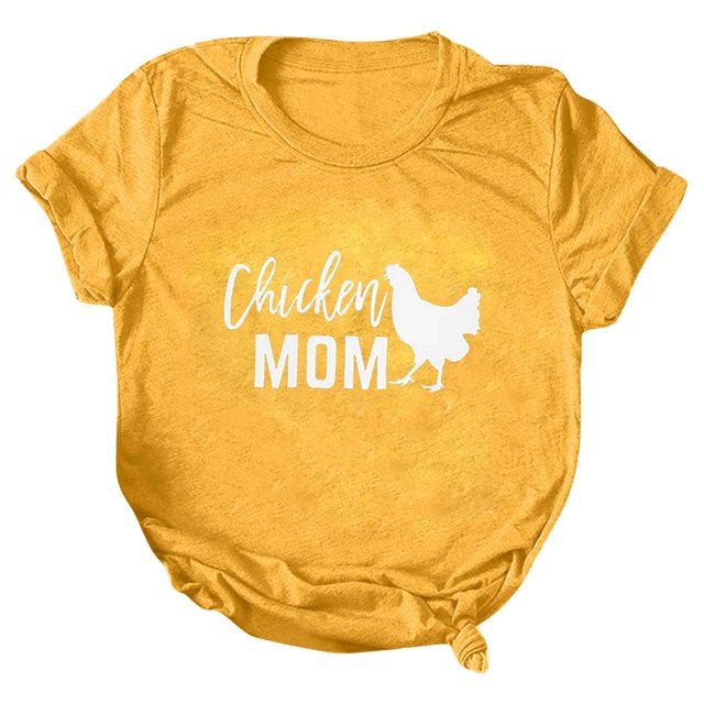 Gibobby Playera Manga Corta para Mujer Mujeres Casual Impresión Mangas Cuello Redondo Camiseta Suelta Blusa Tops(Amarillo,G)