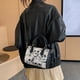 thumbnail image 5 of Bolso de hombro Boston con estampado de calavera, Bolso de mano para mujer con cremallera, Bolso Hobo de cuero PU, 5 of 8