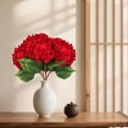 thumbnail image 4 of Faux Hydrangea Stem, Artificial Silk Flower with Full Bloom and Lifelike Leaves, 23.62 Inch Red Floral Pick for Wedding Home Vase Decor, 4 of 7