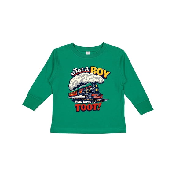Inktastic Just a Boy Who Loves to Toot Train Boys or Girls Long Sleeve Toddler T-Shirt