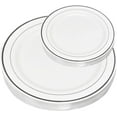 thumbnail image 2 of StoneRidge Classy Disposable White Plates, Silver Trim Plastic Party Plates, 50 Pieces, 2 of 5