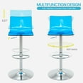 thumbnail image 3 of Acrylic Bar Stools Set of 2 with Back, Stylish Modern Adjustable Swivel Counter Height Bar Chairs, Armless Transparent Seat Metal Barstools for Kitchen Island, Dining Room, or Pub (Sky Blue), 3 of 8