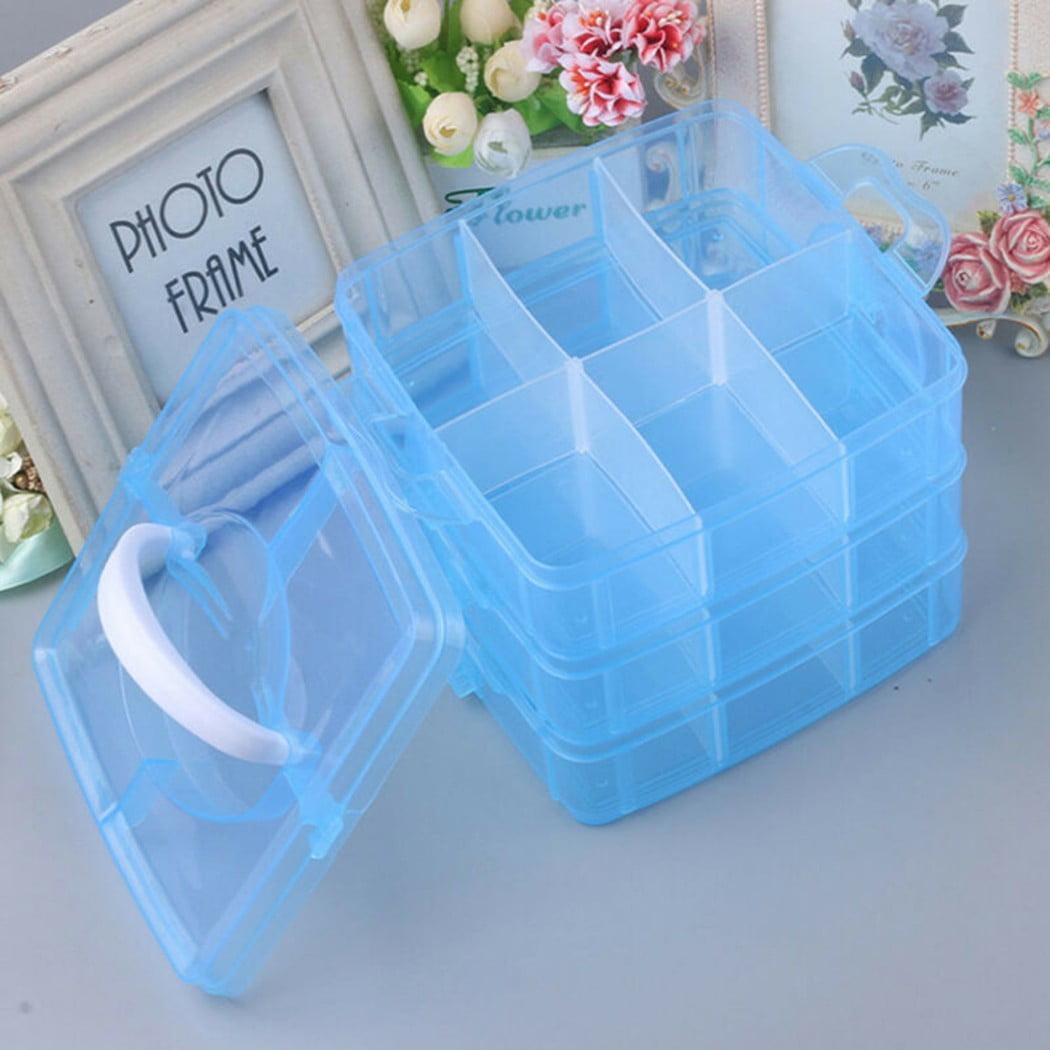 3 Layer Clear Plastic Jewelry Bead Storage Box Container Organizer Case Craft