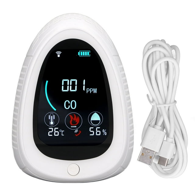Detector de alarma de CO con control remoto wifi, carga USB, monitoreo en tiempo real, detector de humo con pantalla LCD