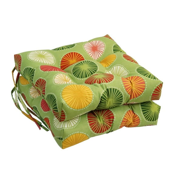 Blazing Needles 16-inch Spun Polyester Outdoor Square Tufted Chair Cushion