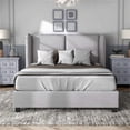 thumbnail image 6 of Bowery Hill Fabric Upholstered Platform Queen Bed in Light Gray, 6 of 12