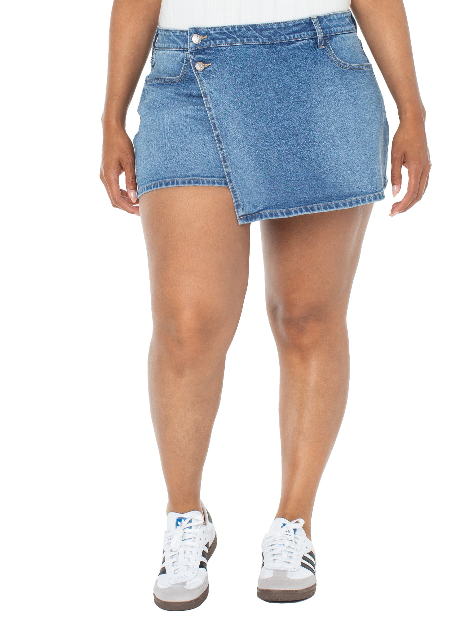 Celebrity Pink Women's and Women's Plus Denim Wrap Skort, Sizes XS-4X