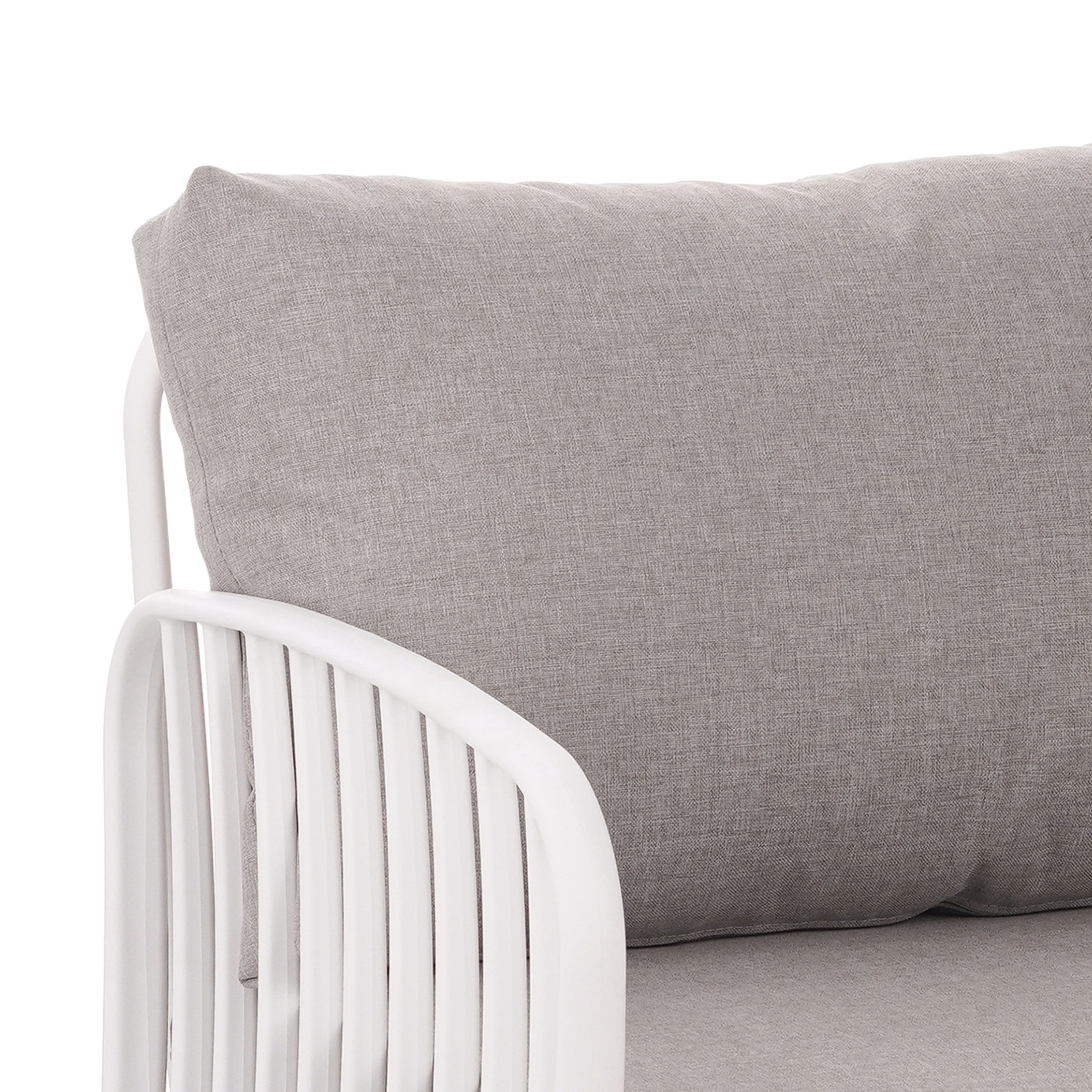 Orion Modern Outdoor Patio Club Chair with Cushions, White+Light Gray
