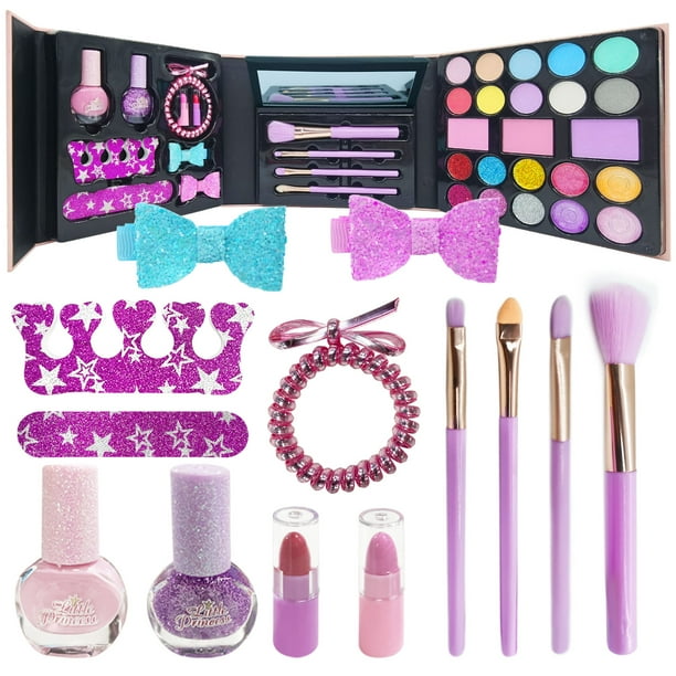 Kids Makeup Kit, Washable Non Toxic Real Cosmetic Toy Beauty Set with