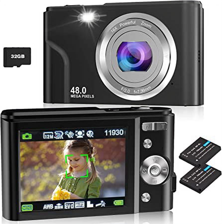 Digital Camera, Autofocus Kids Vlogging Camera FHD 1080P 48MP with 32GB