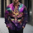 thumbnail image 5 of Mardi Gras Outfits for Men Hooded Long Sleeve Shirt Fashion Graphic Lightweight Big and Tall Casual Vacation Shirts for Men, 5 of 5