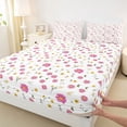 thumbnail image 3 of Homewish Rustic Flower Twin Sheet Sets,Country Floral Twin Fitted Sheet,Pink White Flat Sheet For Girls Kids,Microfiber Bedroom Decor,3 Pieces, 3 of 7