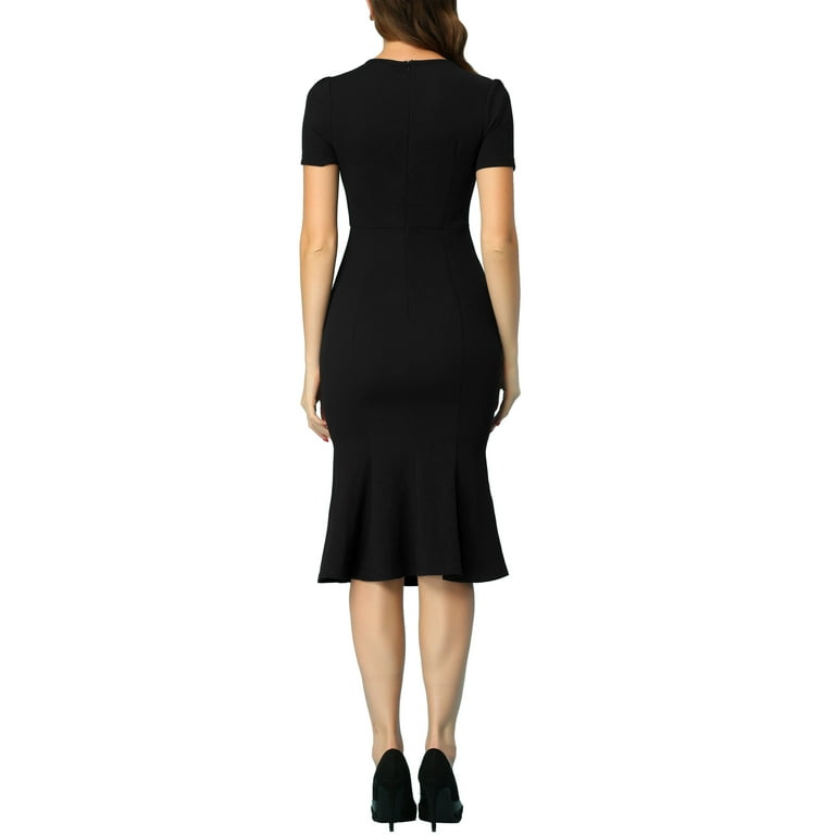 Unique Bargains Women's Vintage Work Short Sleeve Mermaid Bodycon