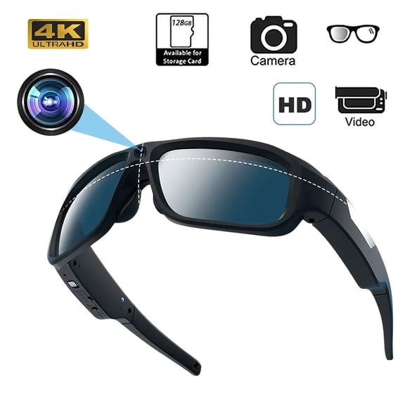 4K Camera Glasses, UHD Video Camera, Sports Camera, Bike Video Recorder, Action Cam Glasses Outdoor Sports Camcorder Ultra-clear With 64GB Storage Card