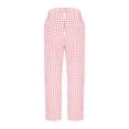 thumbnail image 4 of Wutalume Women's Checkered Straight Leg Pants - Elastic Waist Casual Trousers, Loose Fit Plaid Pattern for Daily Wear,Pink M, 4 of 6
