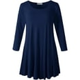 thumbnail image 3 of LARACE 3/4 Sleeve Shirts for Women Plus Size Tunic Dressy Top Loose Fit Flare T-Shirt Navy Blue 1X, 3 of 7