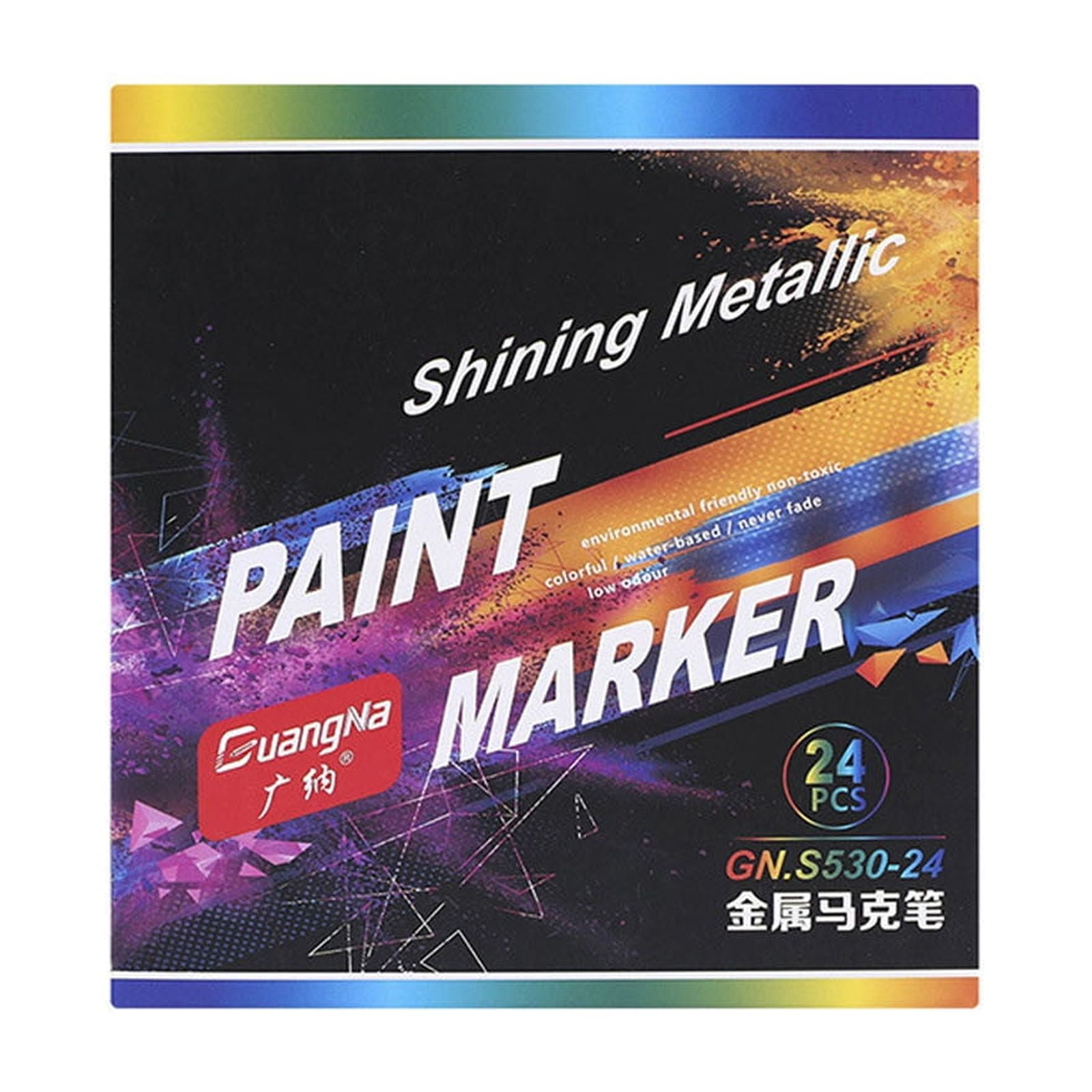 Byujiro 24-Color Metallic Marker Set Water-Based Ink for Black Paper, Art Projects, and Doodling
