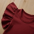 thumbnail image 2 of Gupgi Baby Summer Rompers, Solid-Color Ribbed O-Neck Ruffle Sleeves Jumpsuit, 2 of 7
