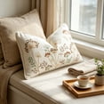 thumbnail image 2 of Rustic Wildflower Embroidered Lumbar Pillow Cover, Fuzzy Yarn Vintage Floral Rectangular Cushion Case for Sofa Bed Bench Chair and Farmhouse Home Decor, 2 of 6