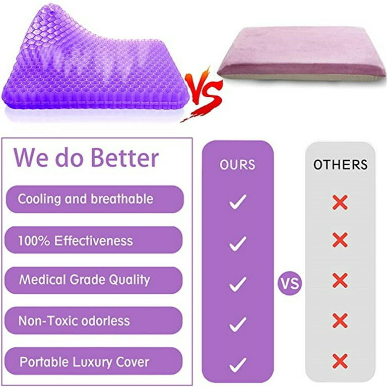  Large Gel Seat Cushion, Double Layer Egg Gel Cushion for Car  Seat Office Wheelchair Chair, Breathable Chair Pads Help in Relieving  Pressure Pain (Extra Large, Violet) : Office Products