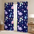 thumbnail image 2 of Erosebridal Kawaii Rinbow Dinosaur Black Out Curtains,Cartoon Dino Cute Flowers Blossom Curtains Pack of 2 (42x63 Each) For Girls, 2 of 7