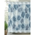 thumbnail image 2 of Fsddascl Blue White Coral Shower Curtain Set - 72" x 78" Washable Bathtub Curtain with 12 Hooks, Summer Beach Coastal Ocean Stripes Waterproof Fabric Stall Shower Curtains for Bathroom/Bathtub, 2 of 6