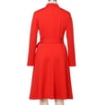 thumbnail image 6 of Afinprain Womens Clergy Long Sleeve A‑Line Dress with Tab Collar Tie Belt Side Buttons, 6 of 7