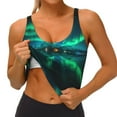 thumbnail image 3 of Daiia Northern Lights Printed Women's Sports Bra, Breathable Activewear Bra with U-Back Design and Removable Pads, Comfortable and Supportive for Yoga, Workout-Small, 3 of 8