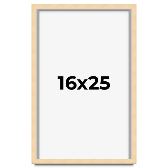 16x25 Frame Natural Wood Picture Frame | 0.75 Inch Moulding Width | with UV Acrylic Plexiglass,