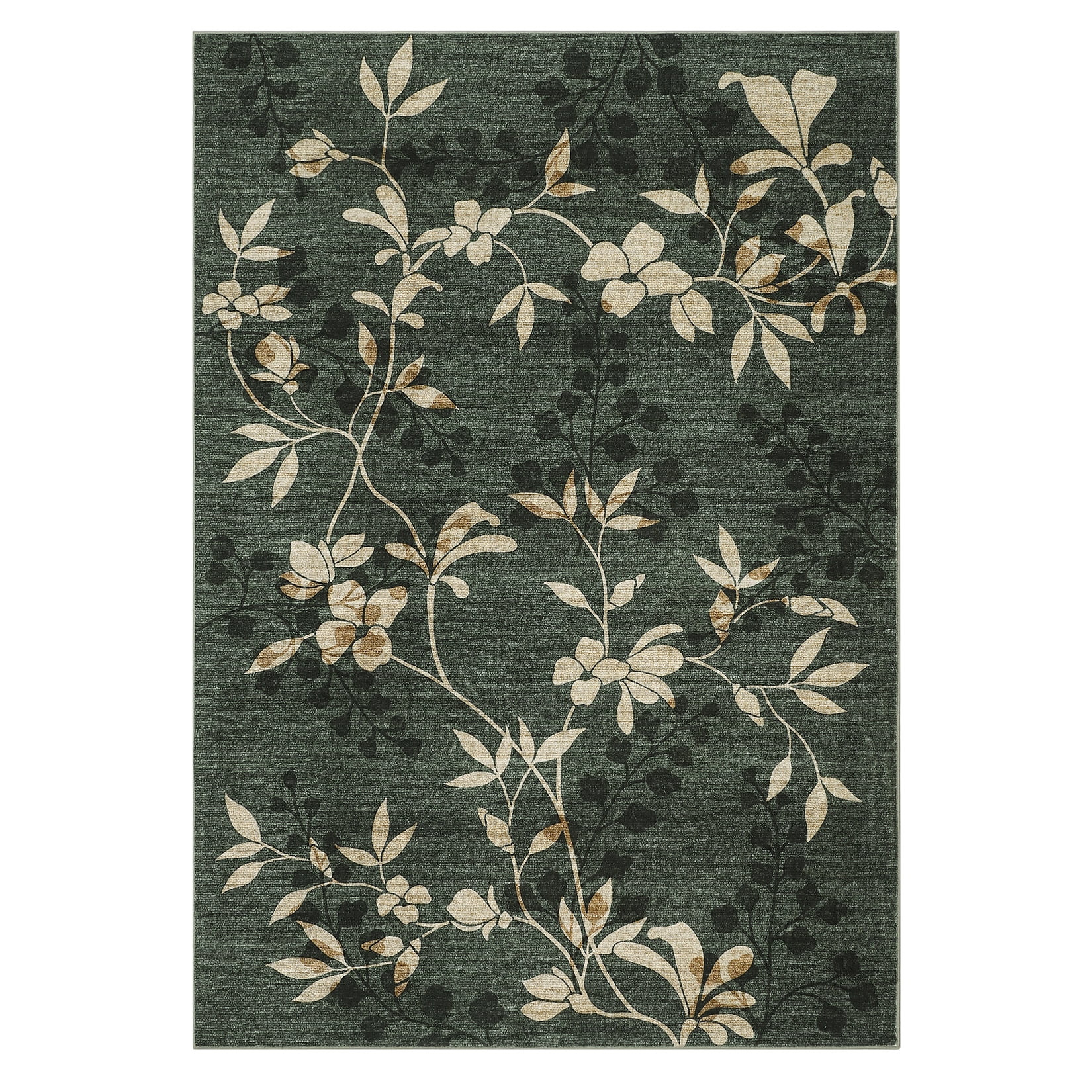 GlowSol 10'x13' Large Area Rugs for Living Room Washable Rug Soft Leaf Pattern Carpet for Bedroom, Green